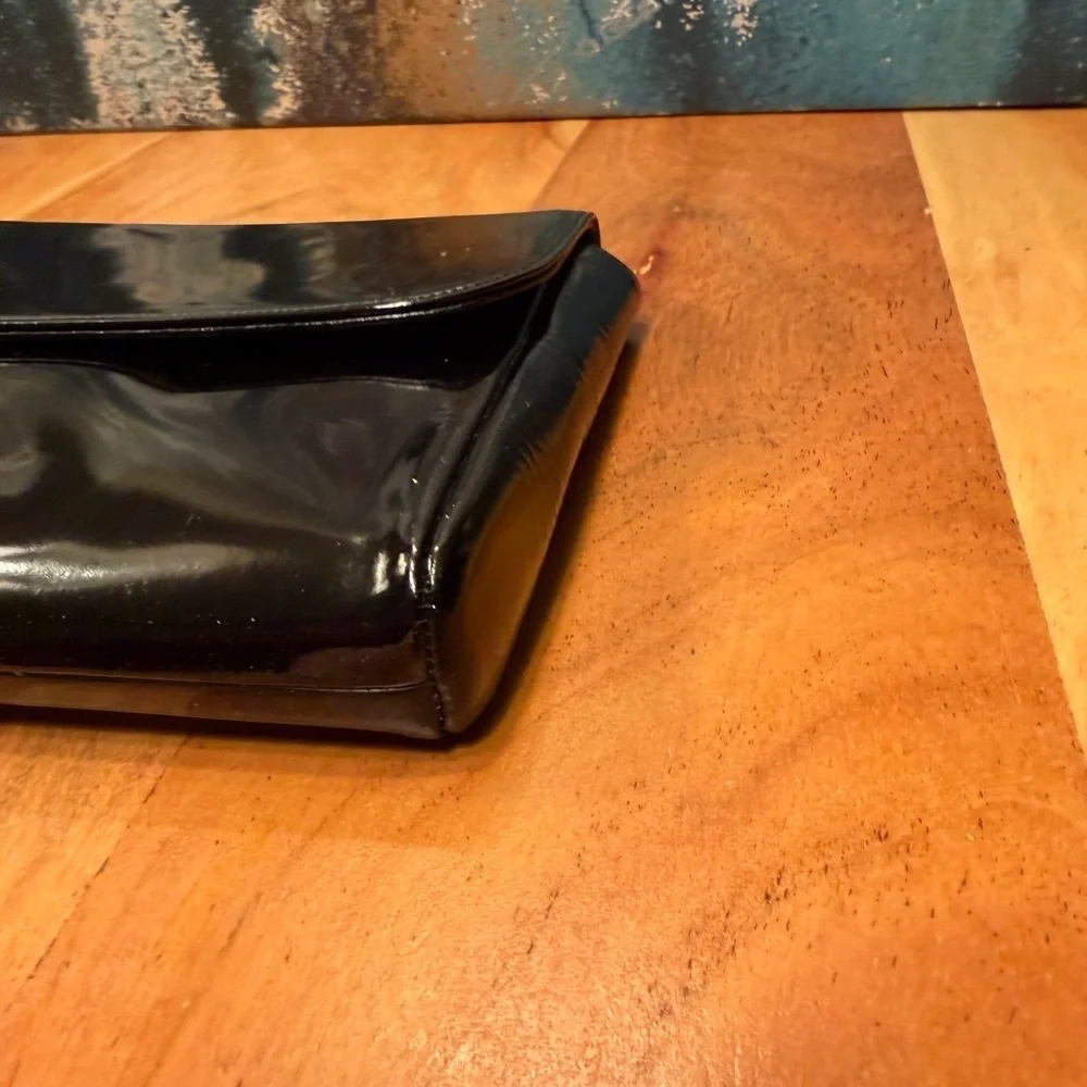 Charles Jourdan Paris Vintage 80’s Black Leather Clutch Classic Minimalist (EUC)